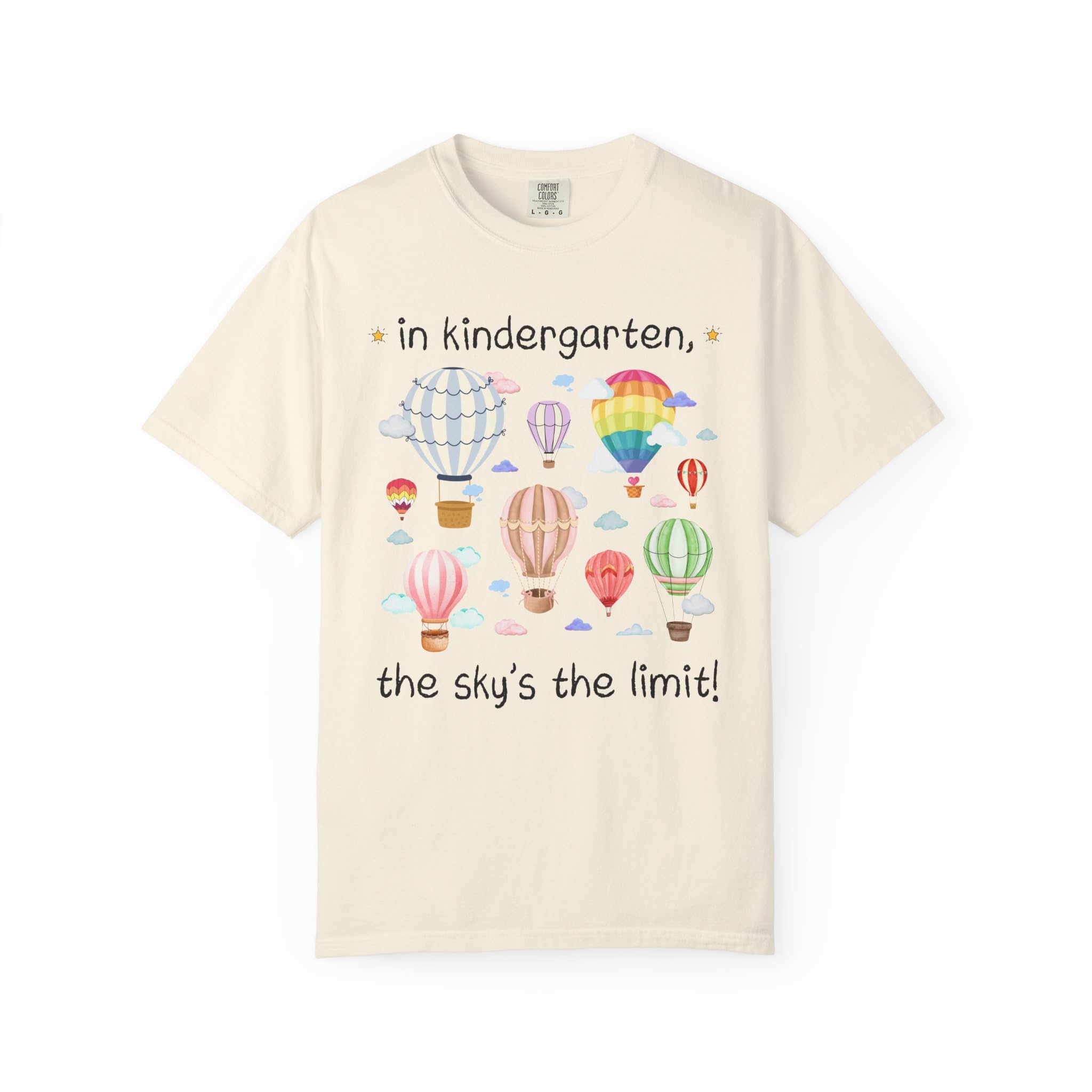 Kindergarten Teacher T-Shirt with Cute Retro Hot Air Balloons, Uplifting Colorful Maximalist Back to School Tee