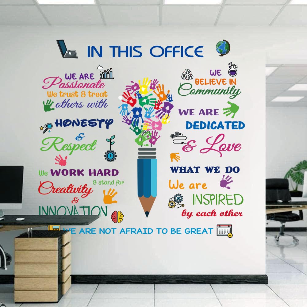 Calcomanías de pared con citas inspiradoras para oficina, refranes positivos, calcomanías de arte de pared para oficina, dormitorio, sala de estar.