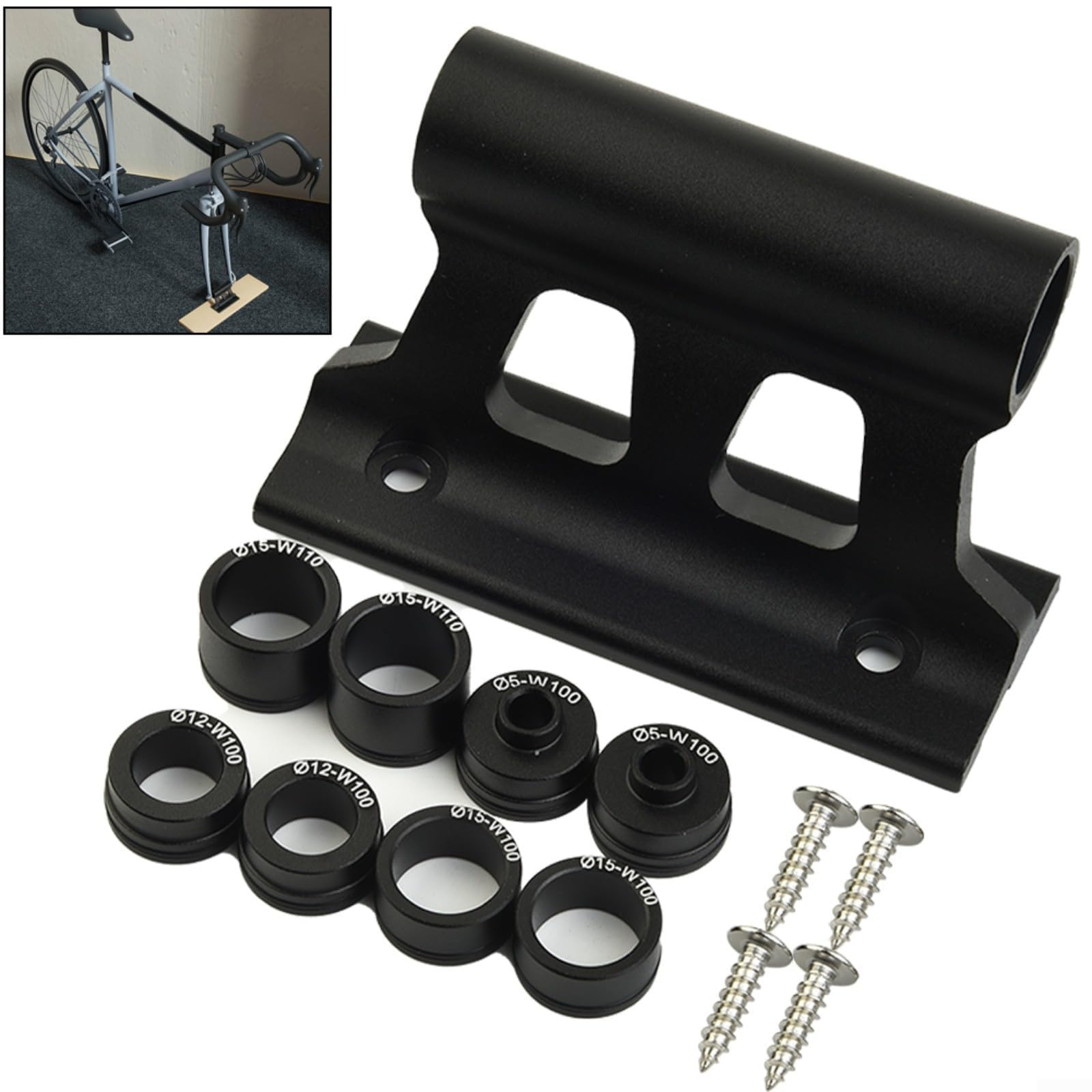 Bike Fork Mount, Bicycle Fork Mount Truck Block, Bike Car Roof Rack Carrier, Quick Release Thru Axle Fitments, 5x100mm/12x100mm/15x100mm/15x110mm Models - Long-Lasting Aluminum (Black)