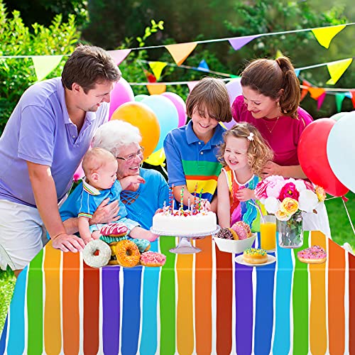 Phogary 3 Pack Rainbow Theme Tablecovers For Party Decoration, Disposable Plastic Rectangular Table Covers, Rainbow Parties Tablecloth Summer Beach Kids Birthday Cocktail Party Supplies thumb #4