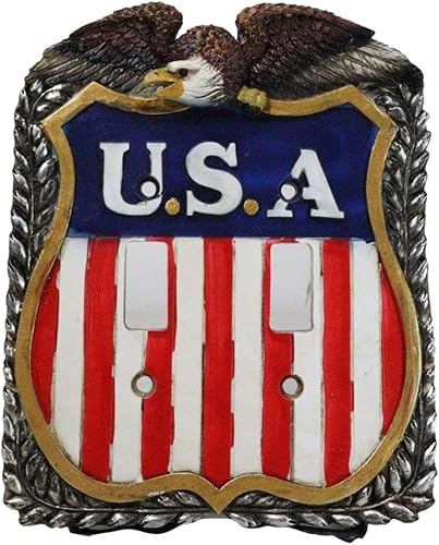 Miniatura 8 de Ebros Gift Juego de 2 unidades de águila calva americana patriótica del oeste en bandera de Estados Unidos vintage, estrella con lentejuelas de