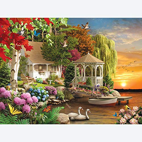 Bits and Pieces - 300 Large Piece Jigsaw Puzzle for Adults - Heaven on Earth - 300 pc Spring Sunset Jigsaw by Artist Alan Giana