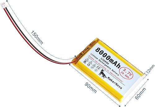 Miniatura 6 de Batería LiPo de 3.7V 126090 8000mAh, recargable 1S 3C, conector Micro JST 1.25, placa de protección dual, 1 paquete