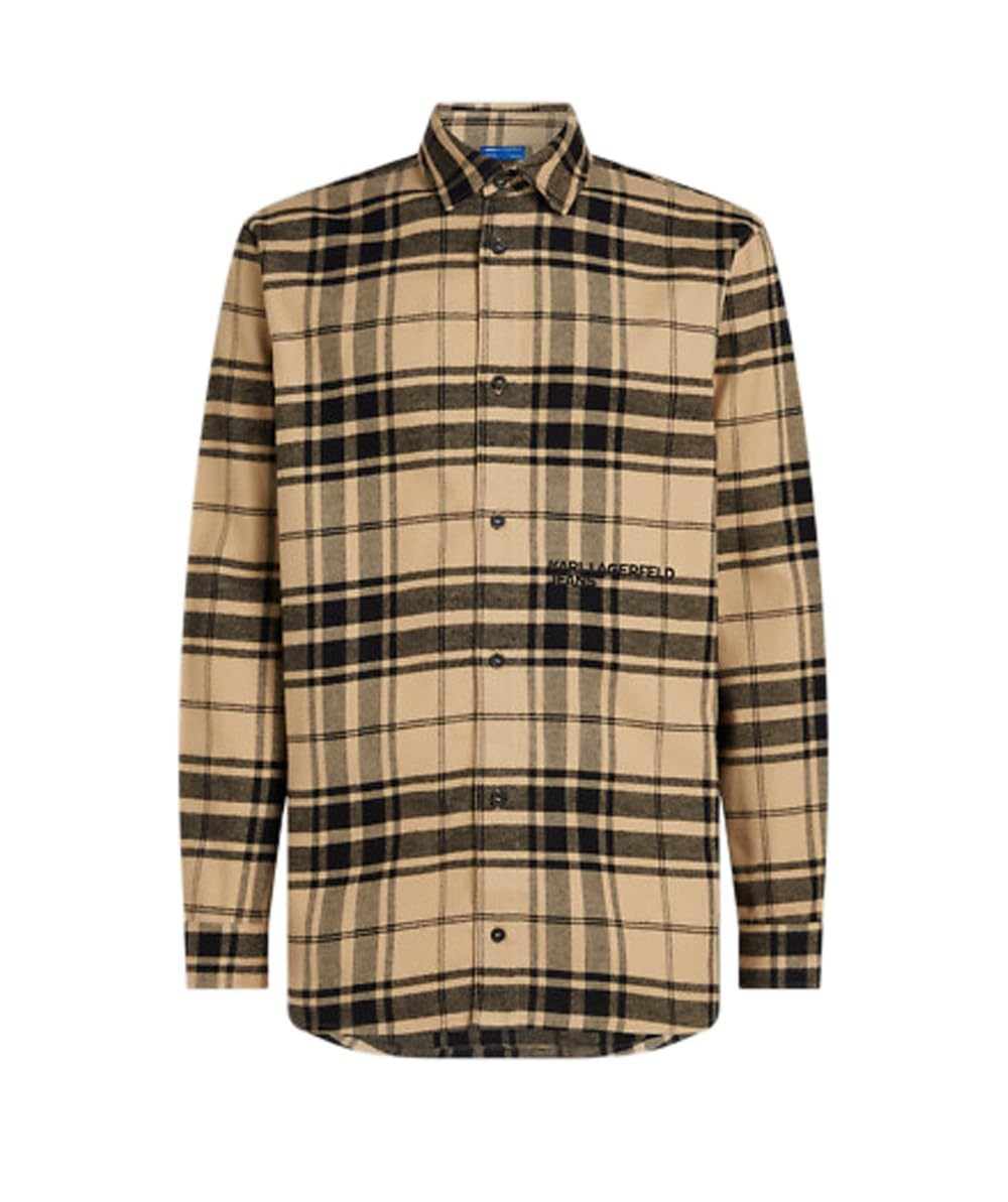 KARL LAGERFELD JEANS Men Regular Check Shirt Safari/Black XS