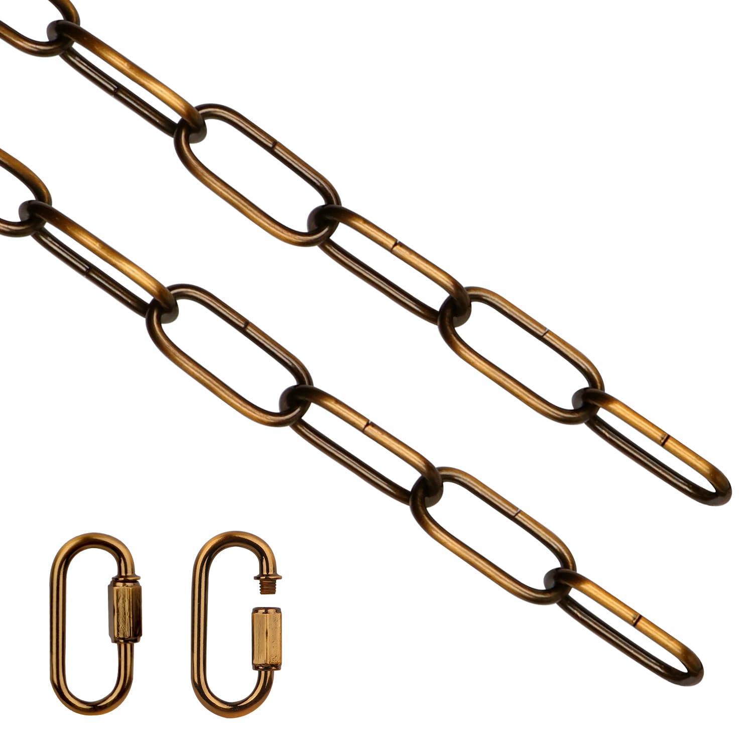 Photo 1 of Lighting Chain, 6 Feet Gold Bronze Light Fixture Chain, Metal Chandelier Chain Extension with Connection Link Lock, Heavy Duty Hanging Chain Lamp Fixture Pendant Ceiling Decorative Kit - 6'