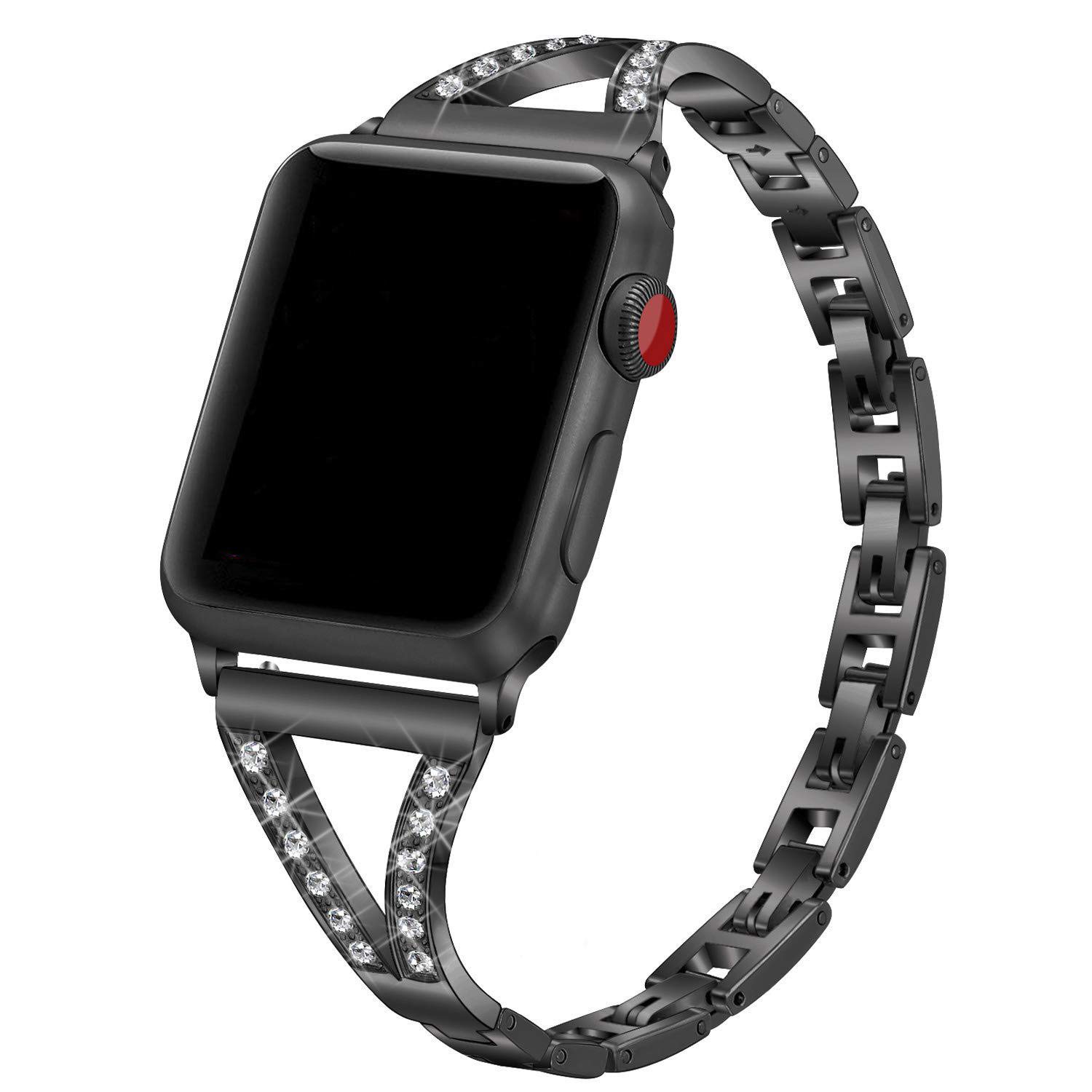 Glitzer Armband Kompatibel mit iWatch 42mm, Bling Metall Arm