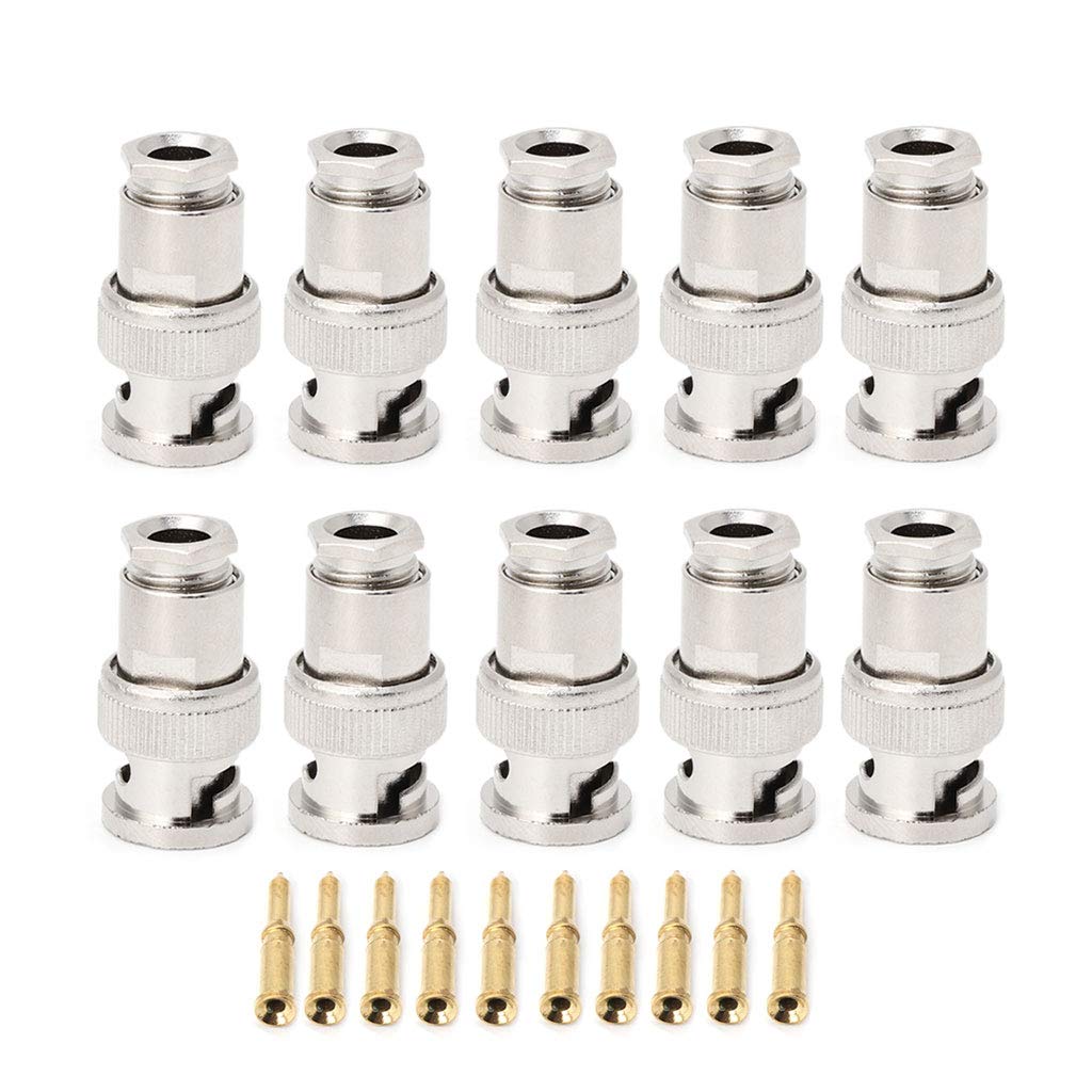 Ocobudbxw 10PCS RG58 BNC Male Plug For CCTV Security Coax Coupler Video BNC Connector