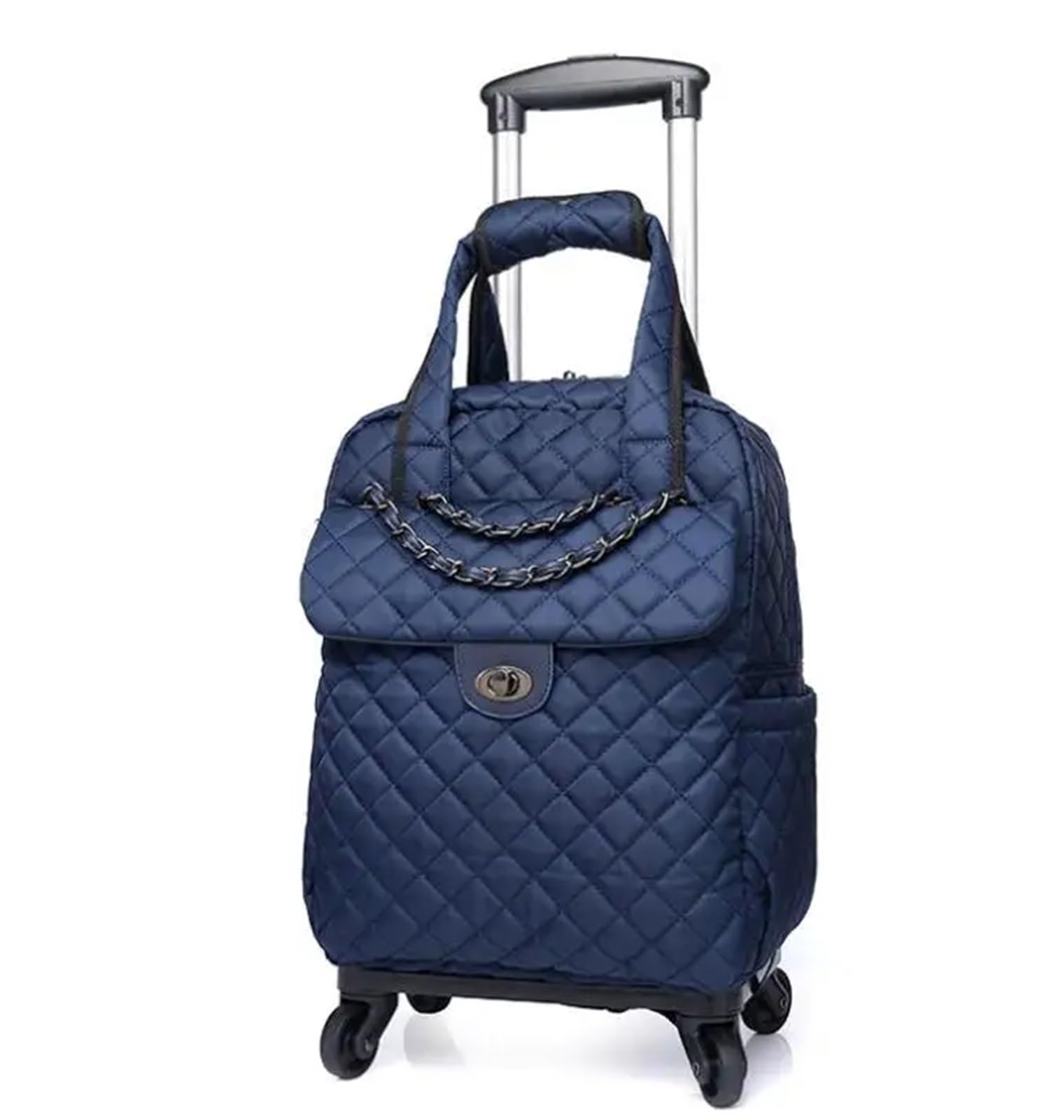 CNYUON Rolling Duffel Bag With Wheels Women Carry On Hand Luggage Bag Cabin Travel Trolley Bags Wheels Rolling Luggage Backpack Trolley Suitcase Wheeled Bag For Travel, Work(Blue 18 Inch)