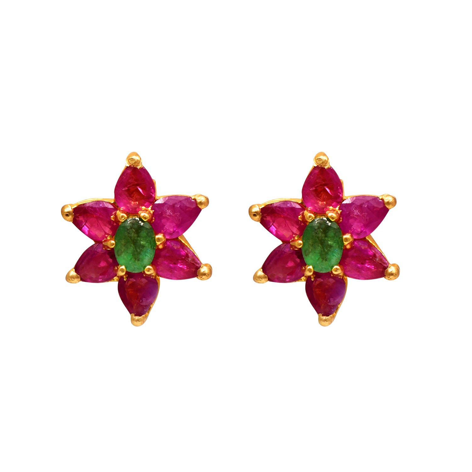 joyalukkas Ratna Collections 22k (916) Yellow Gold and Emerald Stud Earrings for Women-picture-49
