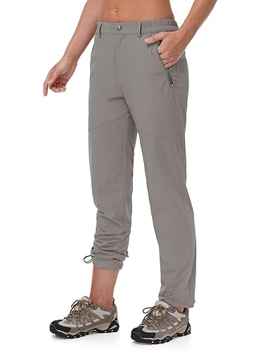 TBMPOY Women's Lightweight Hiking Pants Water Resistant Quick Dry Travel Work Outdoor Fishing Pants Zipper Pockets
