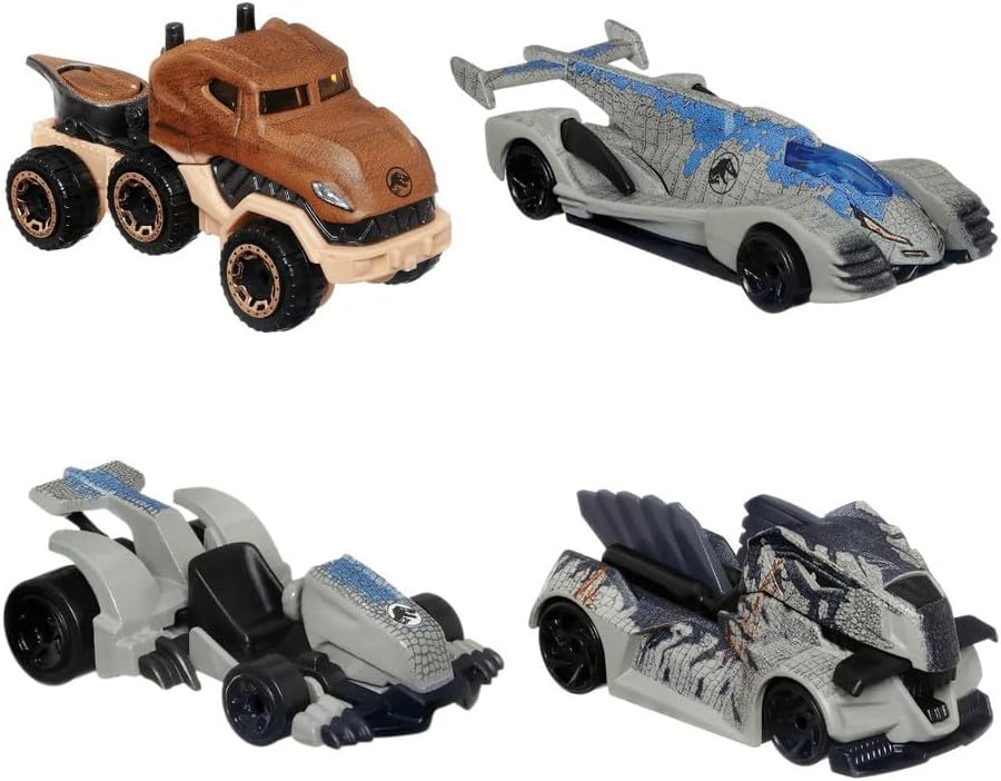 Miniatura 2 de Hot Wheels Jurassic World - Juego de 4 vehículos fundidos a presión de GRM80-956A
