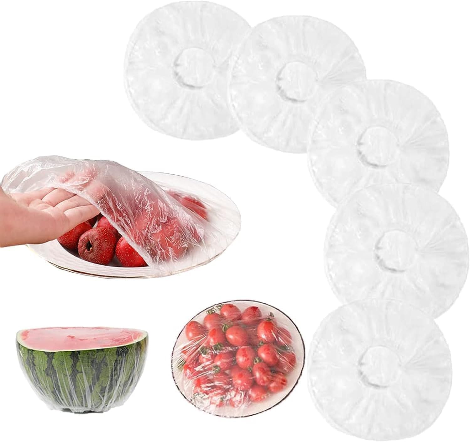 Fresh Keeping Bags Food Cover 100PCS, Reusable Bowl Covers Stretch Lids for Containers, Elastic Storage Meal Prep Dish Plate Plastic Family Outdoor Picnic Transparent