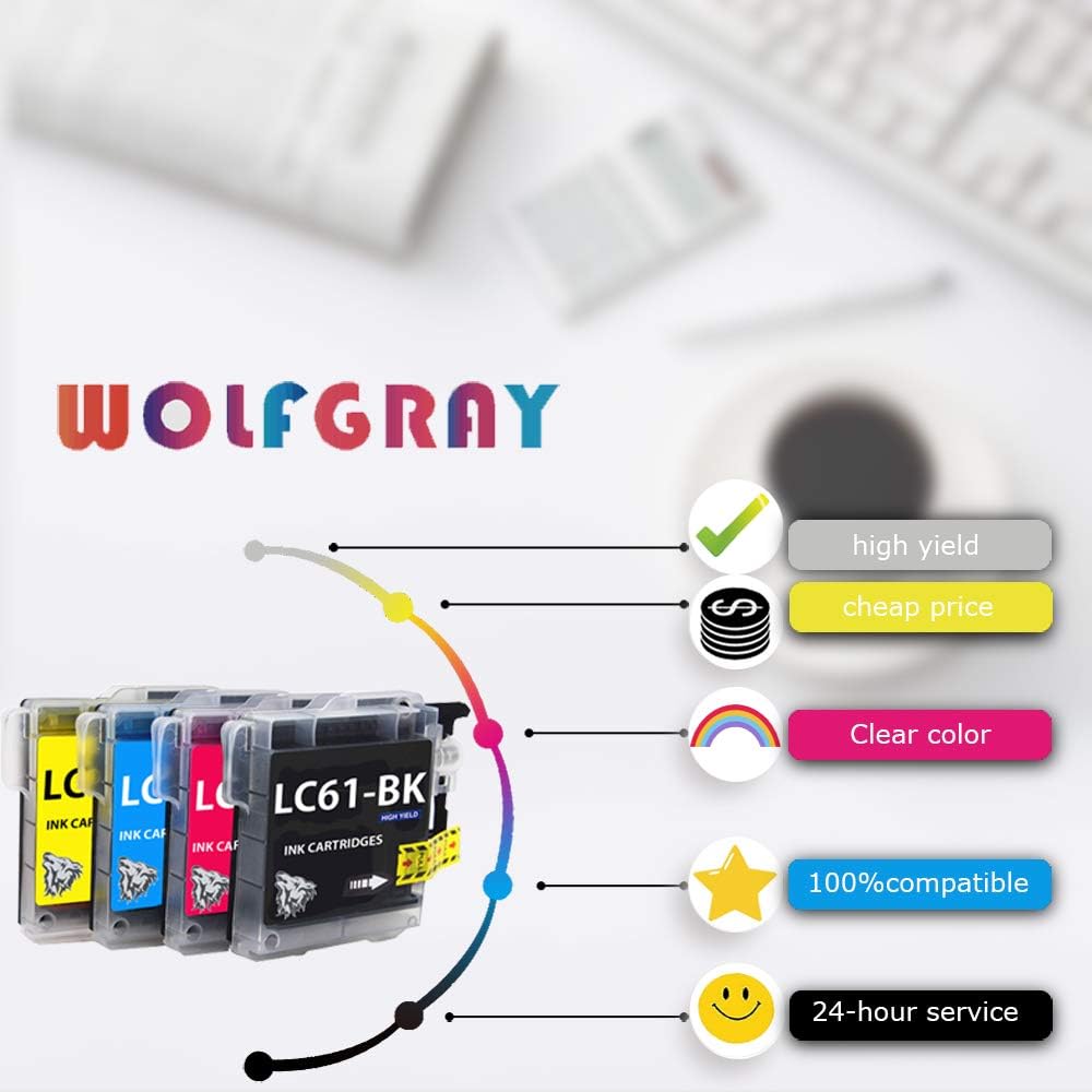 Wolfgray Compatible LC61 LC65 Ink Cartridges 12 Pack - Replacement for Brother LC-61 LC-65 LC61BK LC61C LC61M LC61Y for MFC-490CW MFC-495CW MFC-J615W MFC-J630W Printer (3BK+3C+3M+3Y) image 4