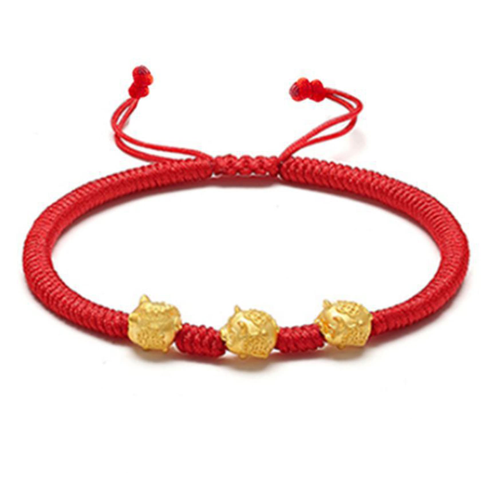 Pulsera De Riqueza Feng Shui Pulsera De Hilo Rojo Dragón Pulsera De Animal del Zodíaco Chino Pulsera De La Suerte Roja Pulsera Budista Hecha A Mano Amuleto De Buena Suerte Ajustable,Pig3