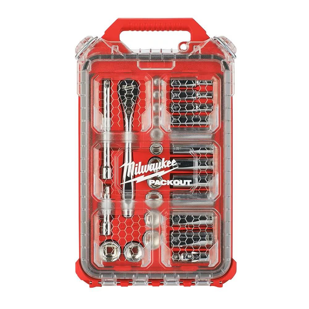 3/8-Inch Drive SAE Ratchet and Socket Mechanics Tool Set with Packout Case (28-Piece)