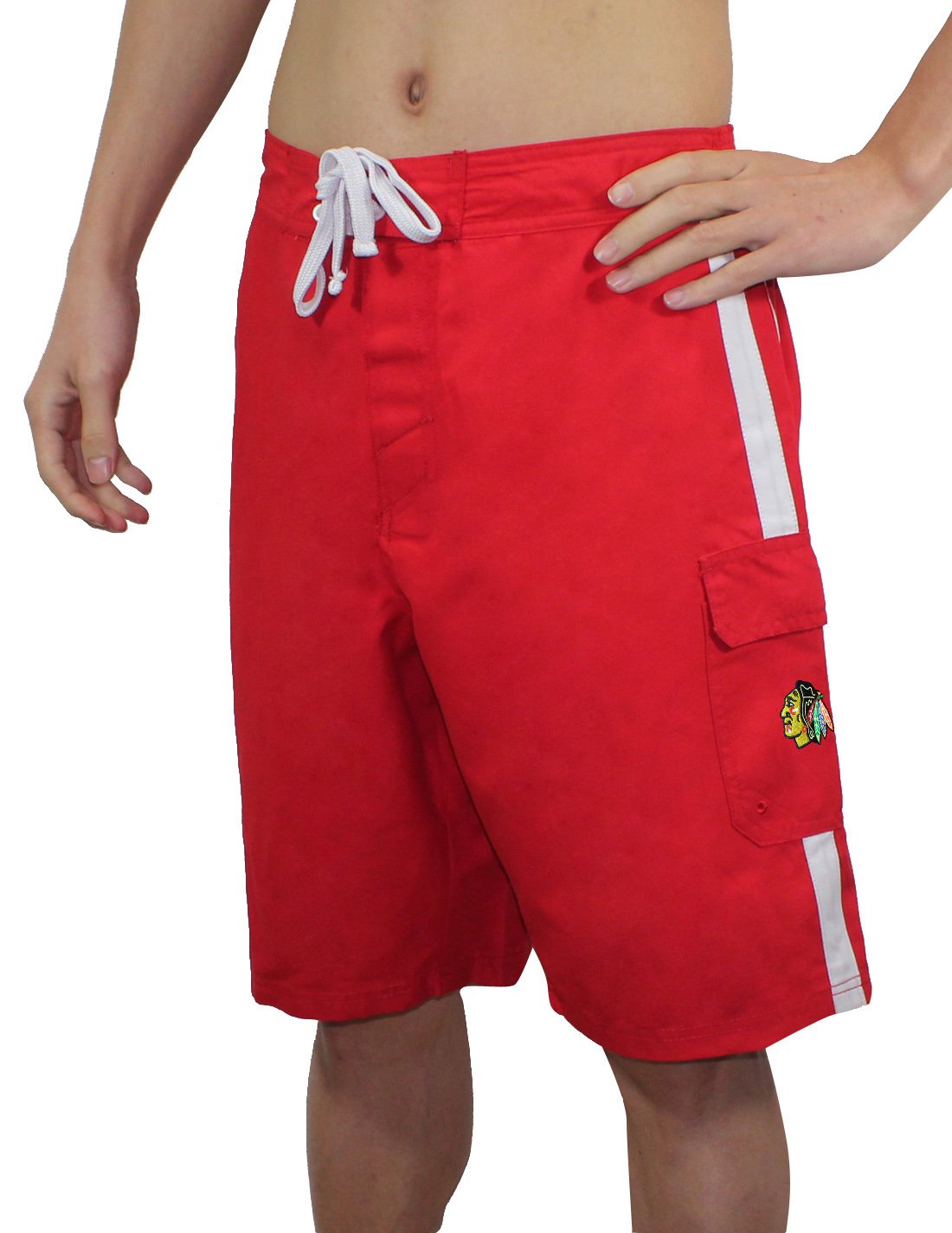 NHL Mens Chicago Blackhawks Athletic Sports Shorts with Swim Lining