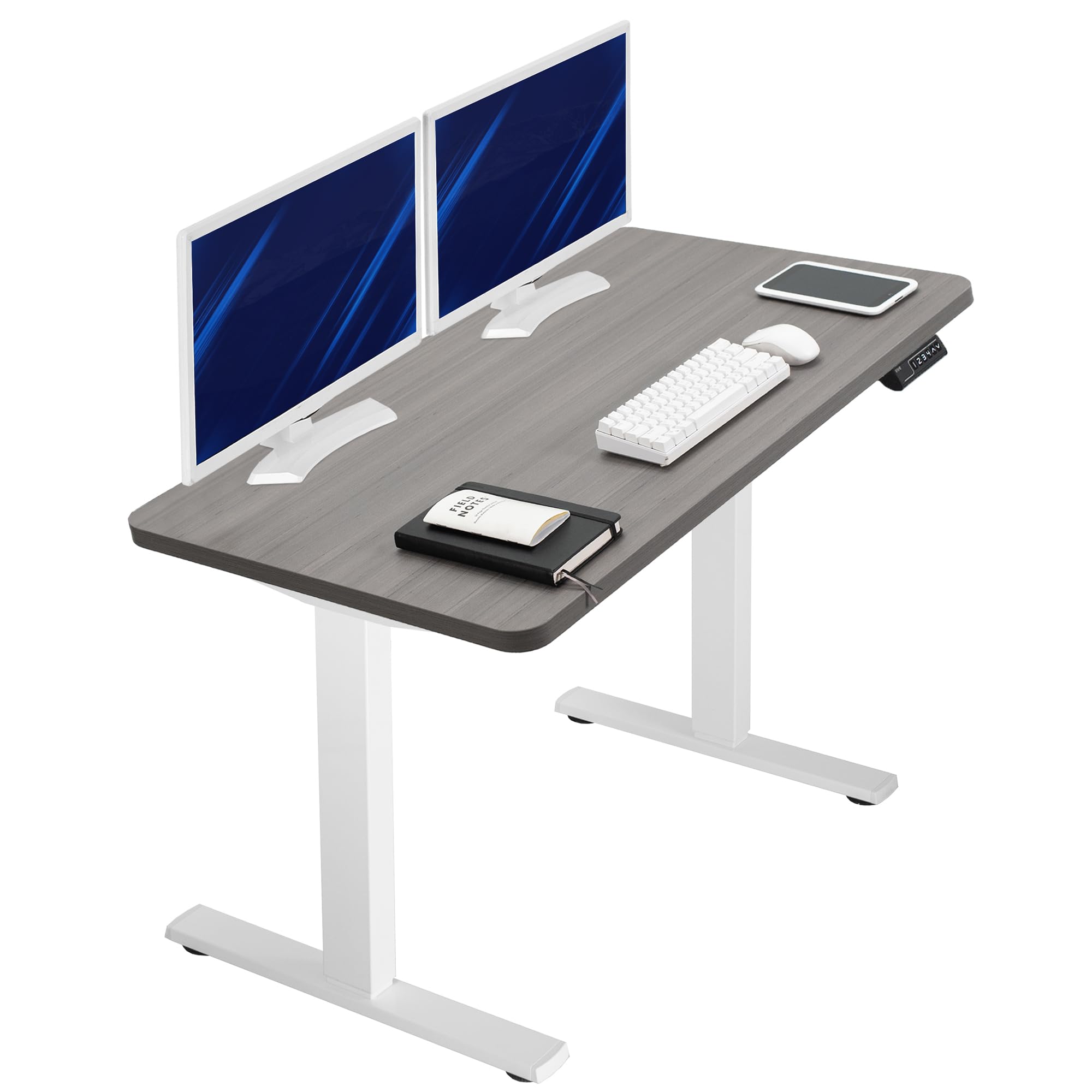 VIVO Electric 43 x 24 in Standing Desk, Memory Height Adjustment, 1B Series, Holds 220 lbs, One-Piece Dark Gray Top, White Frame, DESK-KIT-1W4G