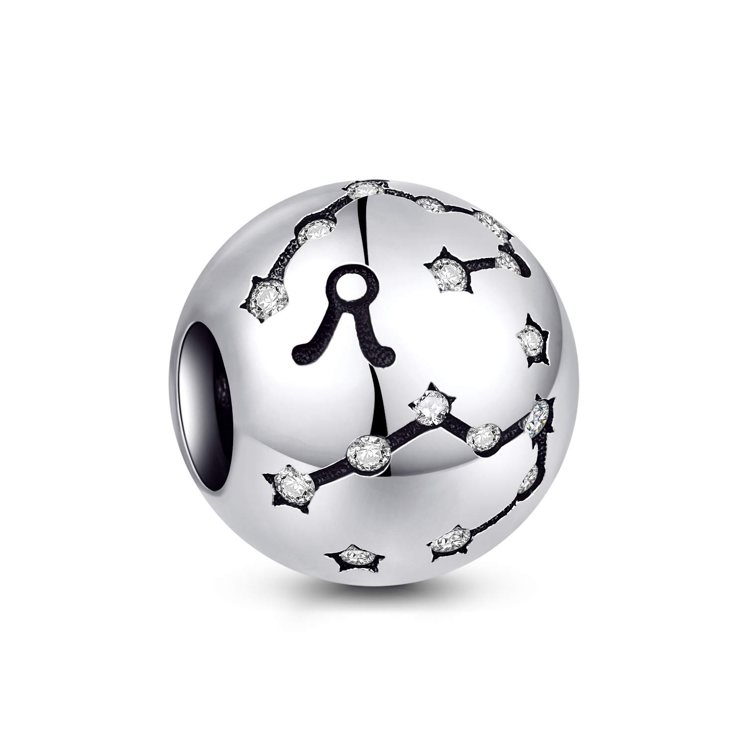 NINGANEncantos del Cumpleaños de 12 Signos del Zodiaco - Encantos de Plata Esterlina de 925 Ajustan Pulsera & Collar- Regalos de cumpleaños Ideales para Mujeres y Amigos