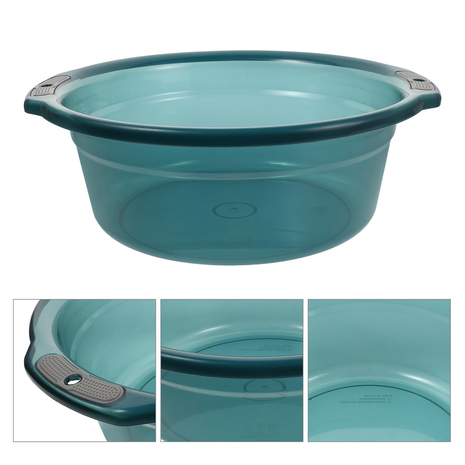 Bacinella con Manici Trasparente Rotonda in Plastica Blu | Capienza Ampia, Presa Sicura e Superficie Antiscivolo, per Lavaggio Mani e Pediluvio Domestico