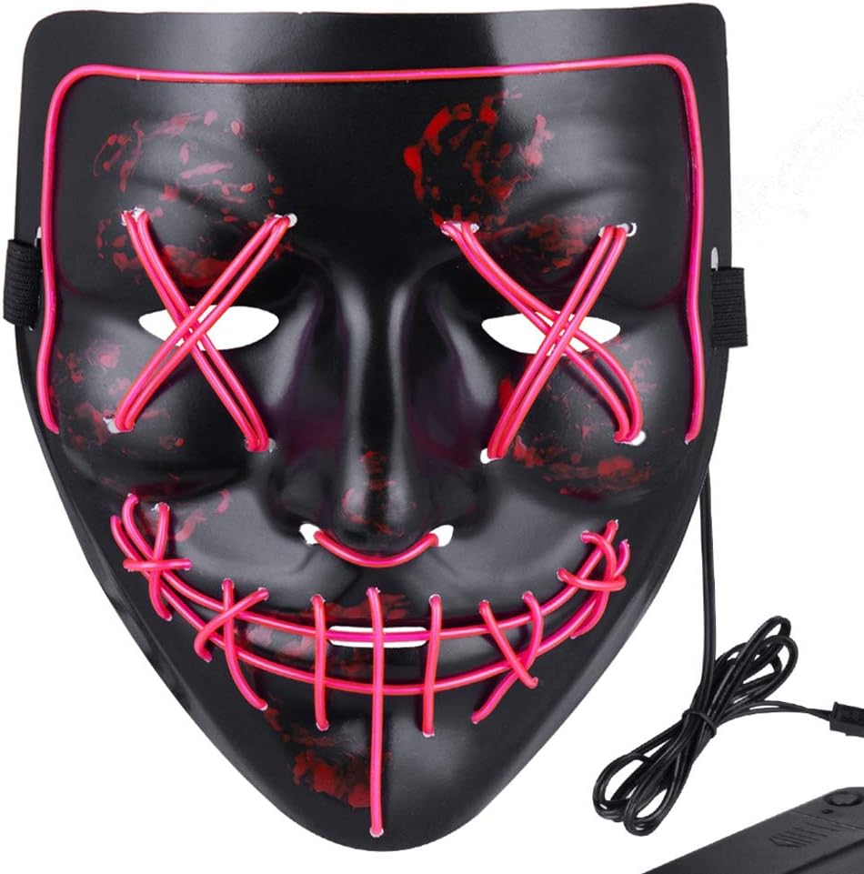 Anroll Halloween Mask LED Light up Purge Mask for Festival Cosplay Halloween Costume