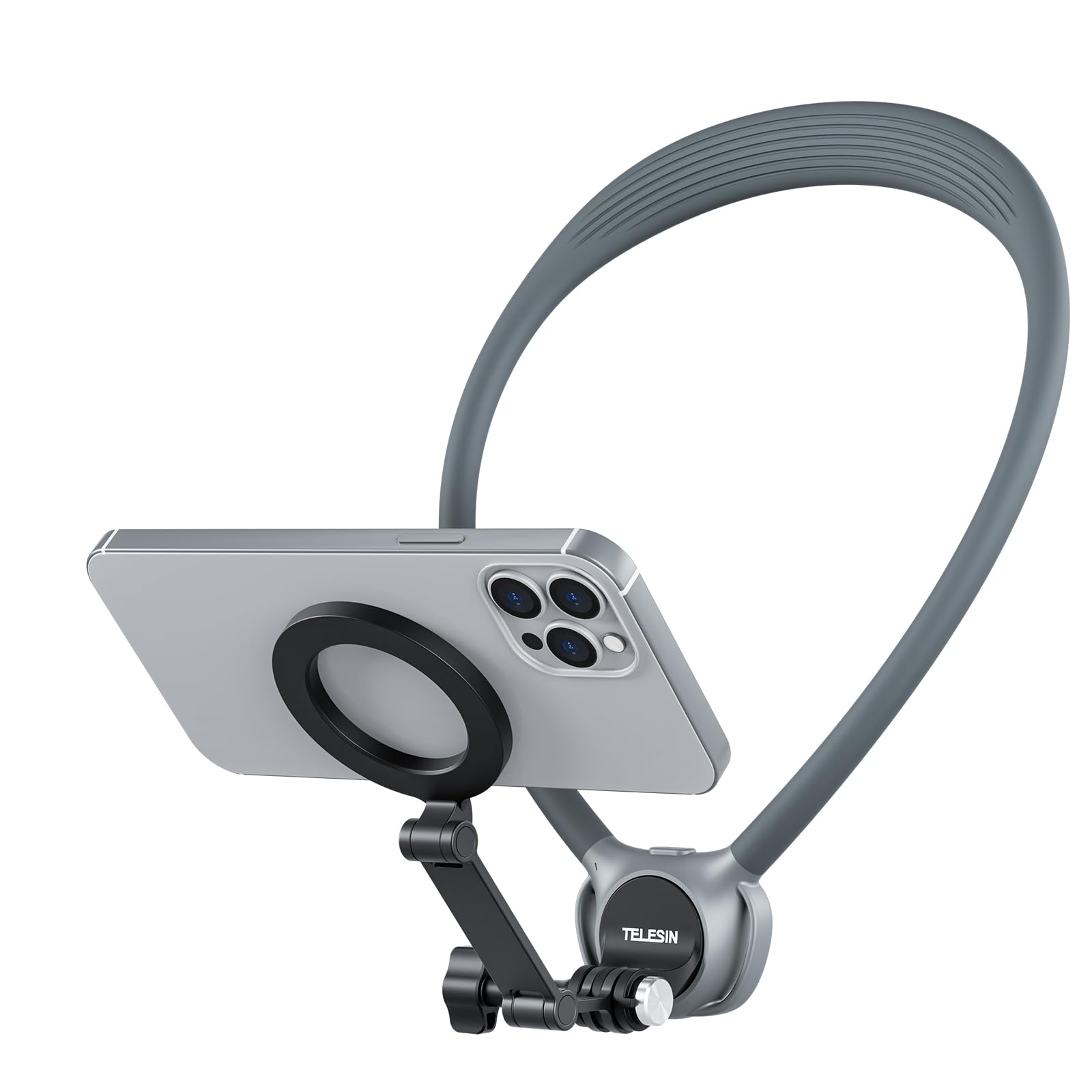 TELESIN SE 2.0 zestaw uchwytów na szyję, magnetyczny uchwyt na telefon do iPhone 16 15 14 Samsung Android, elastyczny uchwyt POV do Go Pro Hero DJI Osmo Insta360 z filmami pod wieloma kątami,