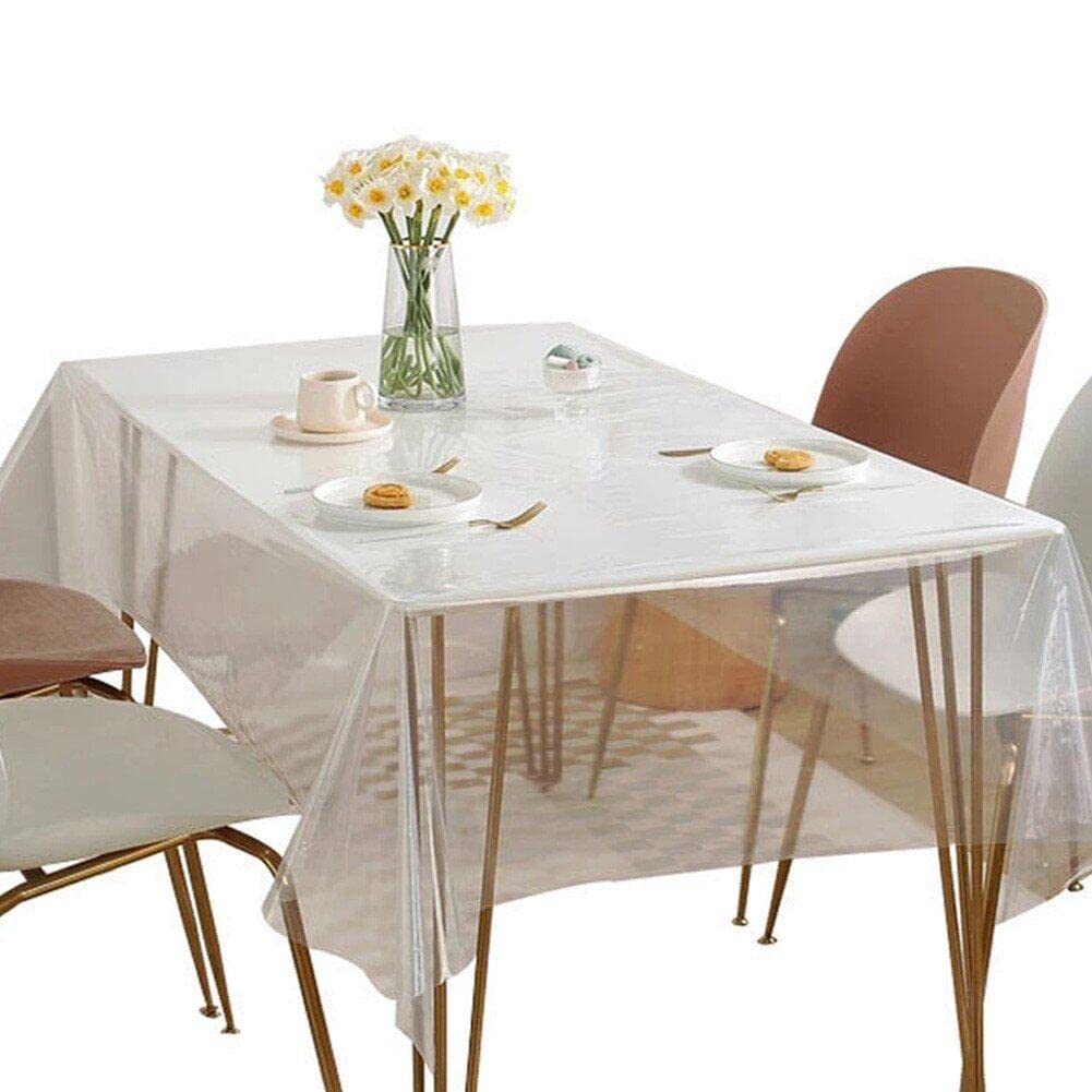 Nappe transparente rectangulaire en verre mou imperméable pour protection de table