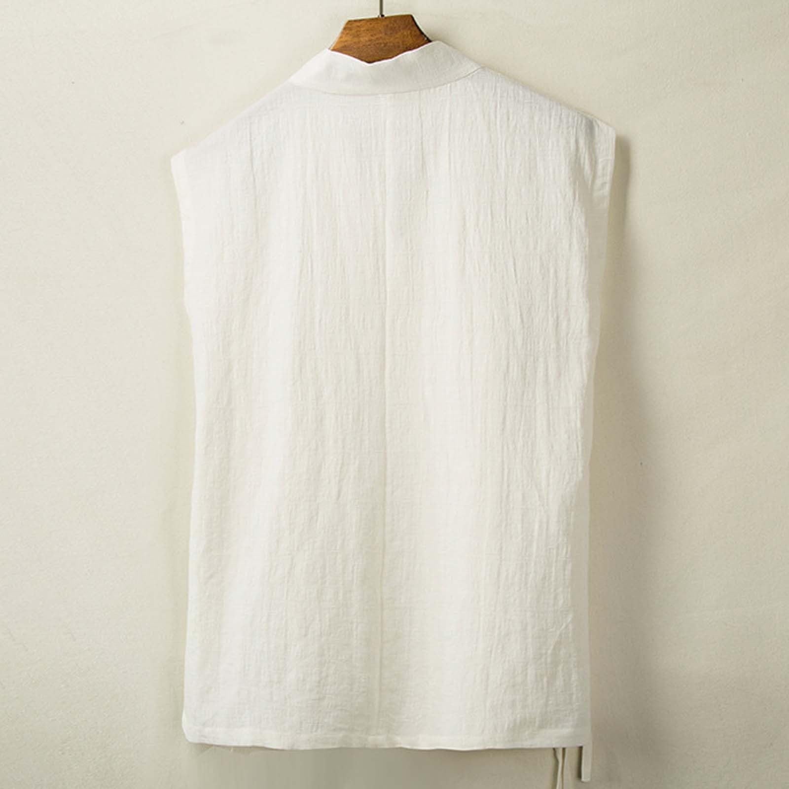 Gilet traditionnel pour homme, sans manches, kimono japonais, à lacets, coton et lin, vêtements chinois, chanfu tang, manteau ouvert sur le devant, confortable, respirant, gilet de loisirs