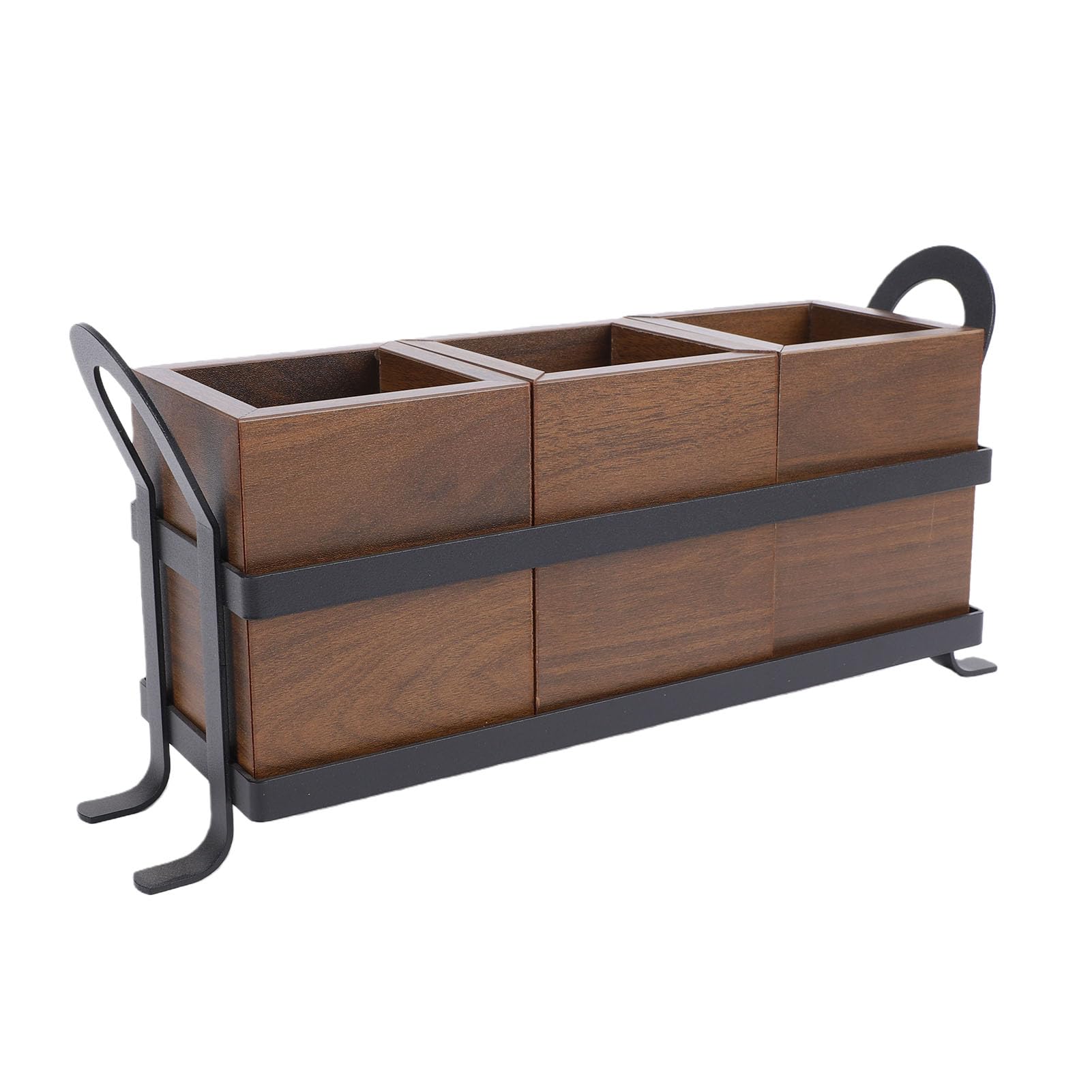 Tnfeeon Besteckkasten aus Holz mit 3 Fächern, Herausnehmbarem Metalltablett und Weichen Unterlagen für Gabeln, Löffel, Essstäbchen und Mehr – Ideal für Küche und Esszimmer. (Besteck-Organizer)