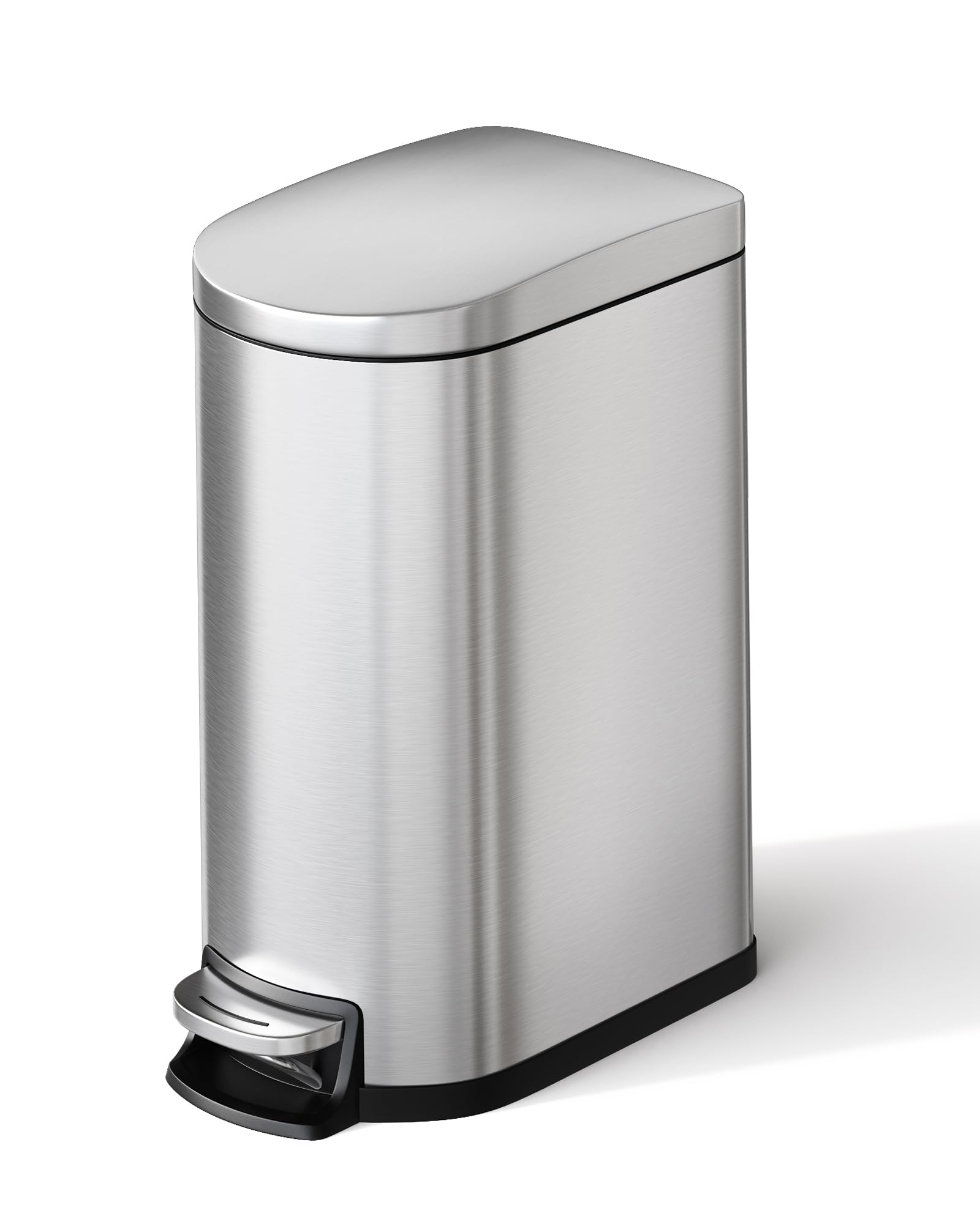 GarveeHome Step-On Kitchen Trash Can 10L, Stainless Steel Rubbish Bin with Soft Close Lid, Fingerprint Resistant, Easy Clean Removable Inner Bucket for Home Office (Stainless steel color A, 10L)
