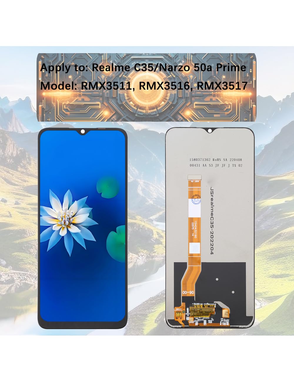 H&LYCYJ Schermo display per Realme C35/Narzo 50a Prime RMX3511 RMX3516 RMX3517 LCD di ricambio con kit
