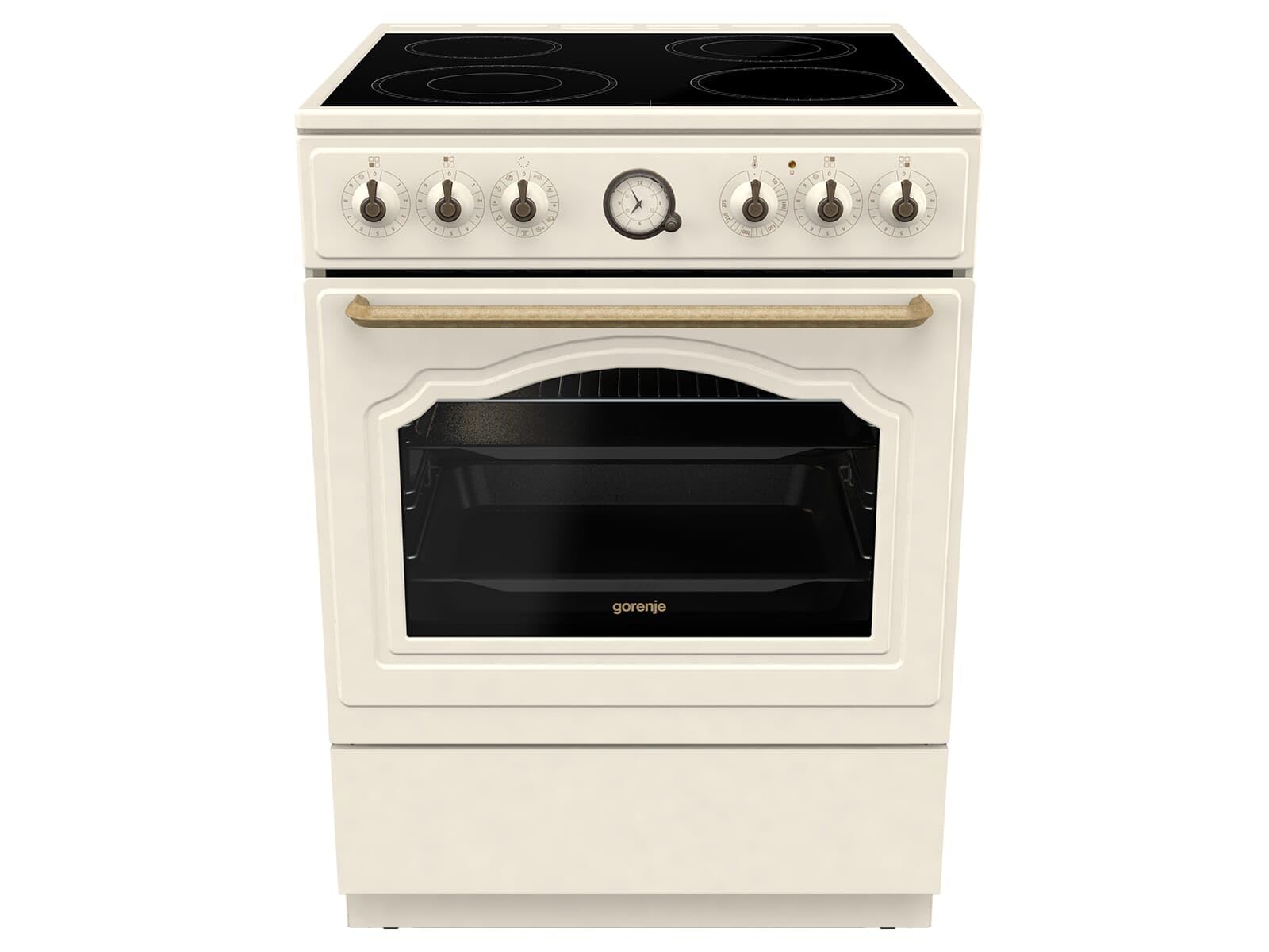 Gorenje Classico GECS 6 B70CLI - Stufa elettrica con piano cottura in vetroceramica, design retrò, 60 cm, 71 litri, chiusura delicata, riscaldamento rapido, AirFry/ExtraSteam/Pizza Mode/AquaClean
