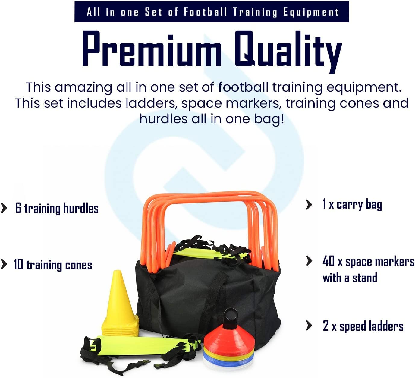 Agility Hurdles Training Set - 10 Speed Hurdles & 10 Soccer Cones With Carry Bag For Sports Drills