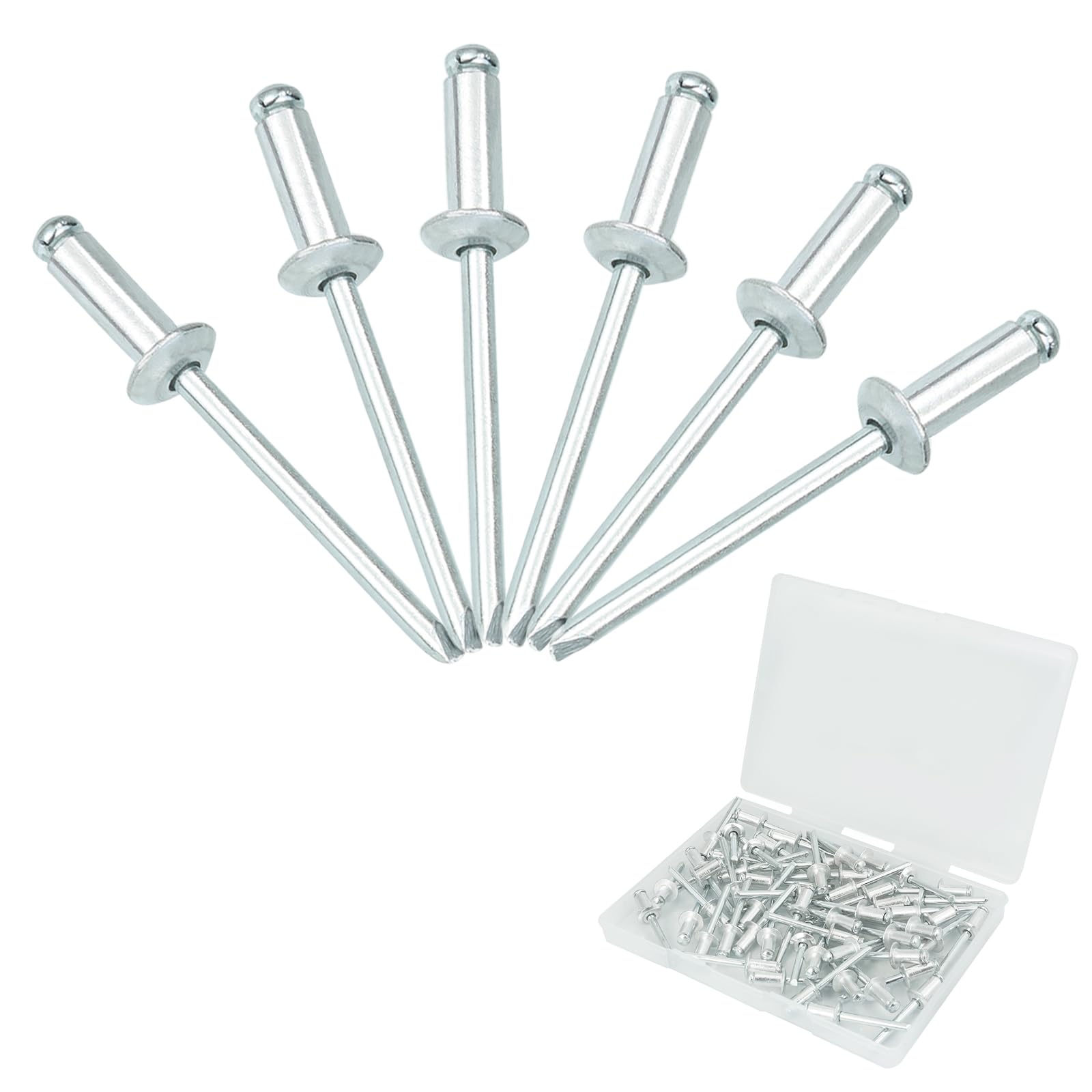 5/32" x 3/8" Aluminum Rivets,170Pcs Aluminum Blind Rivets,Pop Rivets Assortment Kit,Core Pulling Rivets,Rivets for Metal,Marine Boat, Automotive,