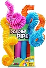 BUNMO Pop Tubes – Large 4-Pack Sensory & Fidget Tubes for Kids 3+ | Stretch, Connect & Pop | Creative STEM Play & Fine-Motor Practice | Vibrant Colors | Non-Mouthable Toy