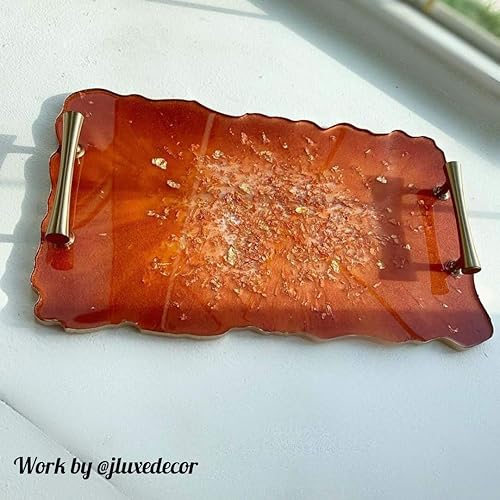 Miniatura 5 de RESINWORLD Molde de bandeja de resina, 1 molde de bandeja rectangular gruesa con 4 moldes cuadrados para posavasos + 2 moldes de silicona de bandeja