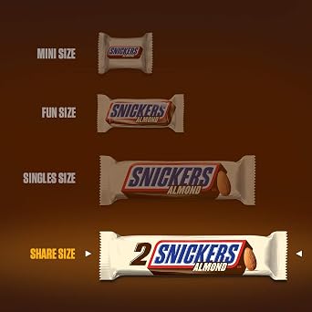 Share Size Chocolate Candy Bar 3.23 oz Bar 24 Count Box Snickers Almond SNICKERS Almond Sharing Size Chocolate Candy Bars 3.23-Ounce Bar 24-Count Box