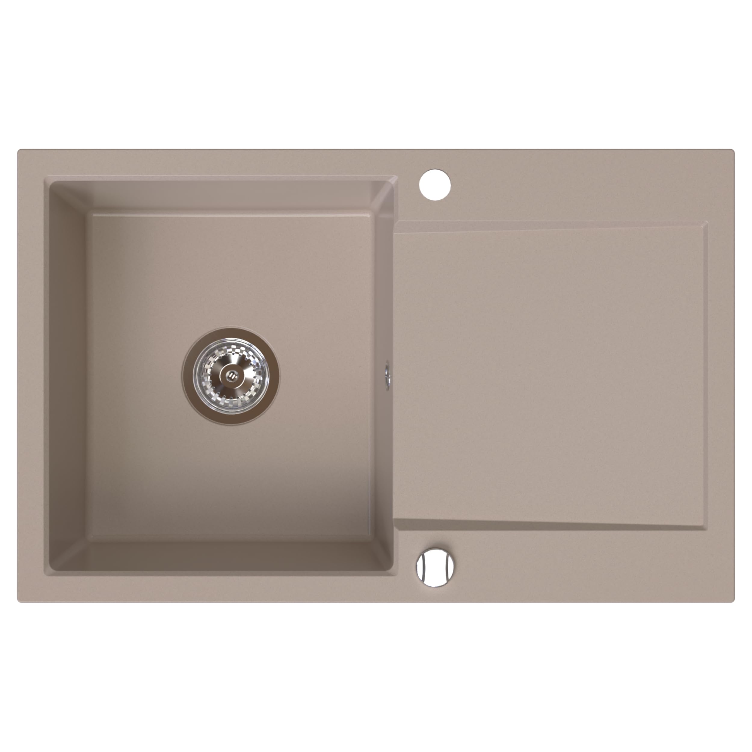 SINK Quality zlewozmywak kuchenny z ociekaczem – zlewozmywak beżowy 79 x 50 cm – w zestawie syfon i środki impregnujące – zlewozmywak do zabudowy z granitu do szafki pod umywalkę 50