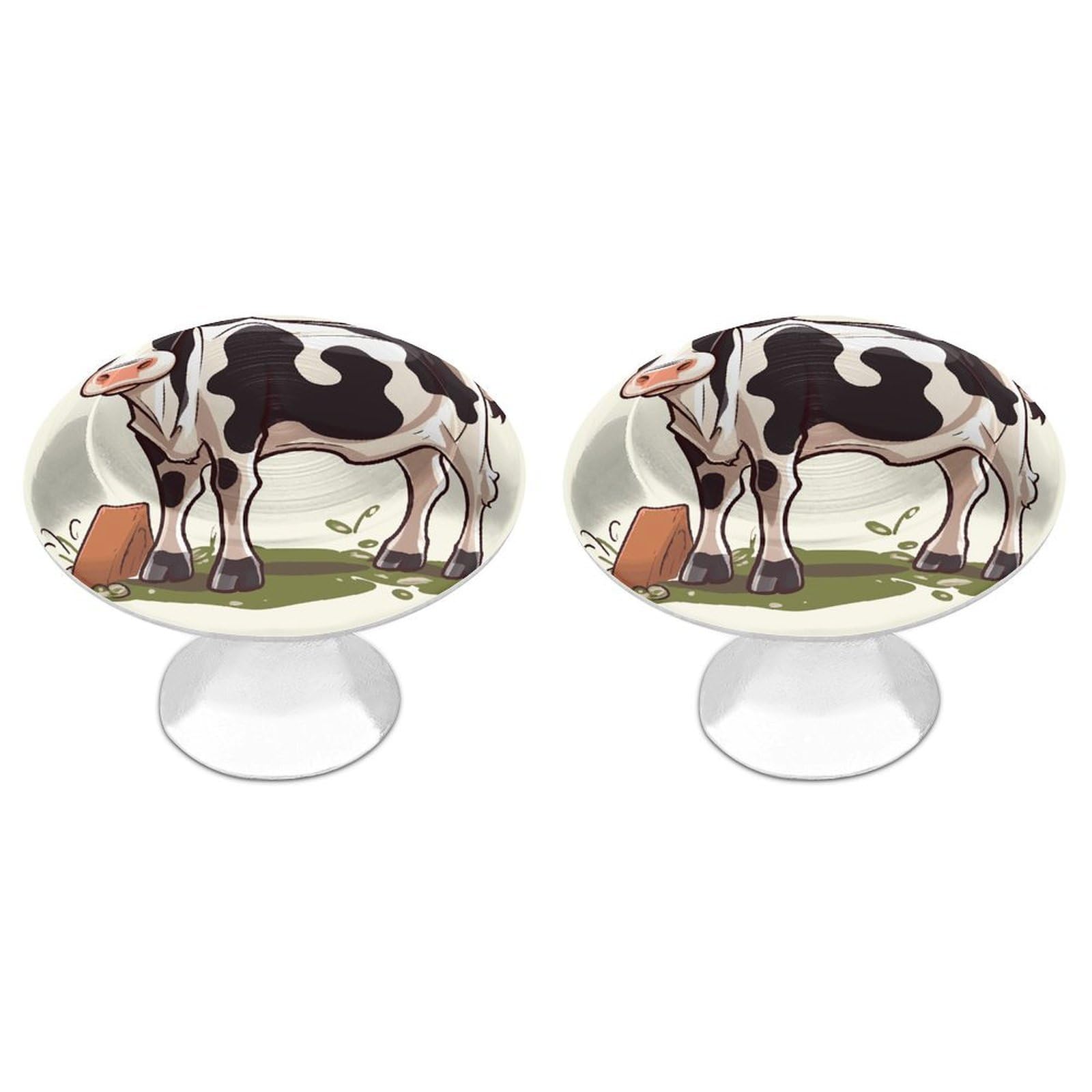 Vstadank Style Dairy Cow Drawer Pulls Sturdy Stainless Steel Door Handle Round Cabinet Knobs Fashion Dresser Drawer Knobs Door Pulls Exquisite Cabinet Handles Furniture Pull 2Pcs