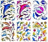 Fish003 - Dolphin Stickers, 6 Sheets of Scrapbook Stickers Fish, Fish Scrapbook Stickers, Animal Scrapbook Stickers - Reflective Stickers - Animal Stickers for Kids - Size 4 X 5.25