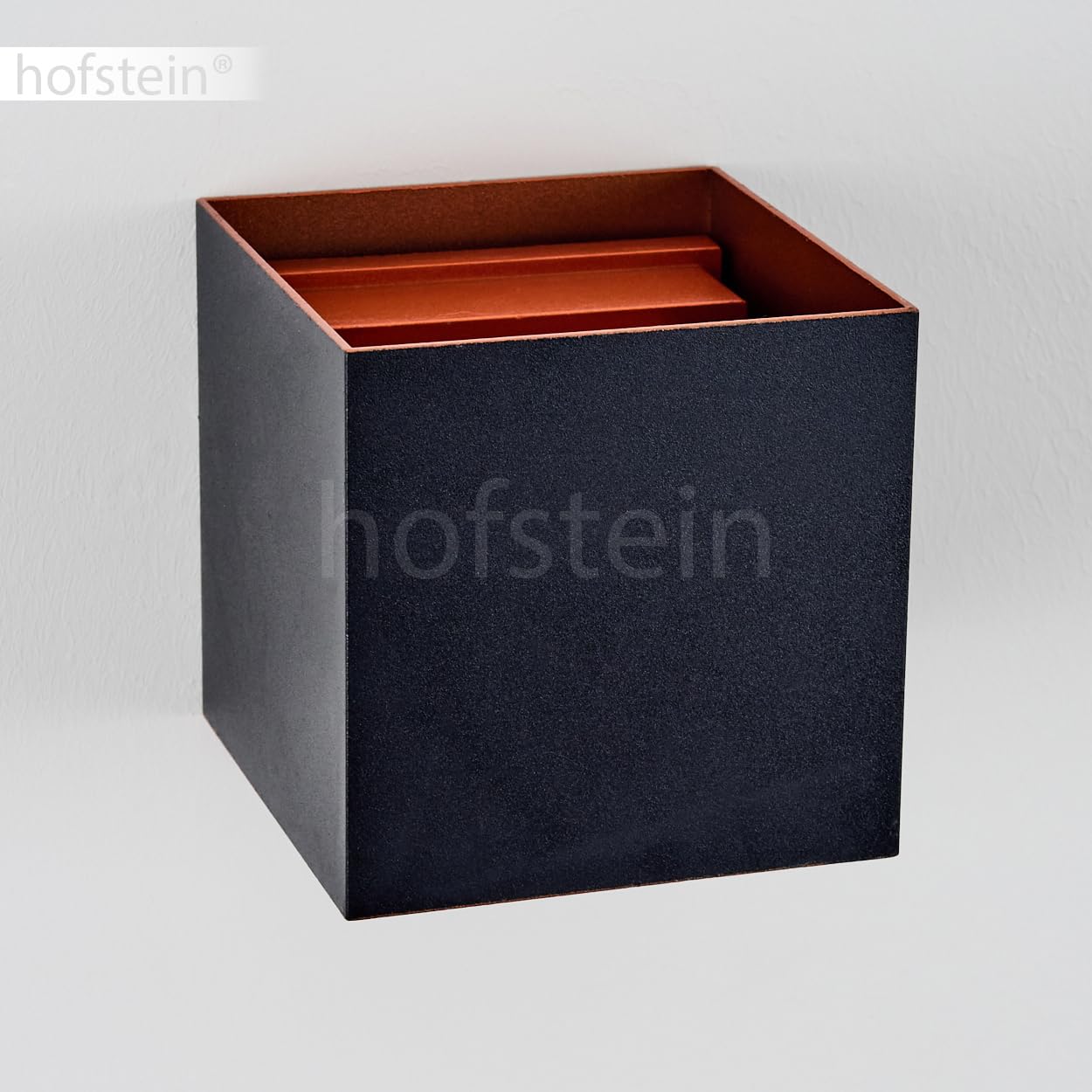HOFSTEIN LED Außenwandleuchte Tamarin, moderne Wandlampe aus Metall in Schwarz/Kupferfarben, Wandleuchte außen mit verstellbarem Up&Down Lichteffekt für Terrasse/Haustür/Hof, 6 W, 350 L, 3000 K, IP54
