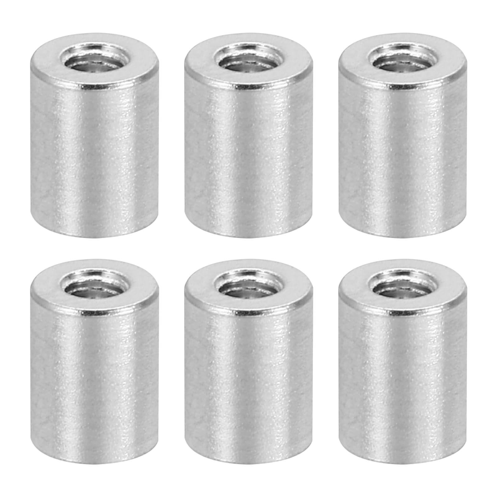 PATIKIL 12pcs M3 Metal Threaded Standoff Spacer Nuts, Round Aluminum Spacers Female Coupling Screws, 1/8" ID x 1/4" OD, Silver, (8mm L)