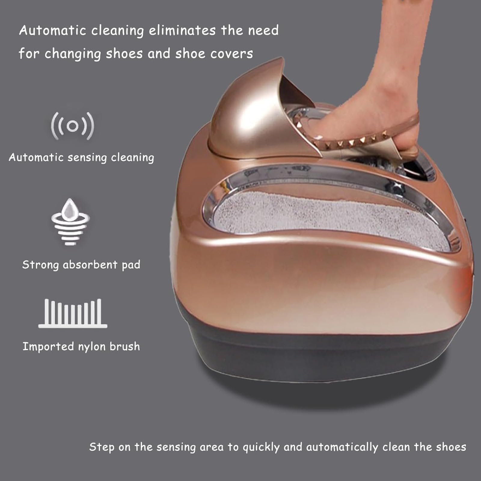Máquina automática de limpieza de suela de zapatos, lavadora inteligente de botas y zapatos con sensor de inducción y almohadilla súper absorbente, eficiente removedor de suciedad de barro para la