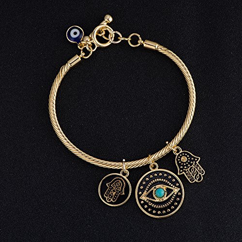 Senfai Fashion Evil Eye Bracelet Unique Hamsa Bangle Gift Jewelry For Women Best Friend (Gold) #TOP1