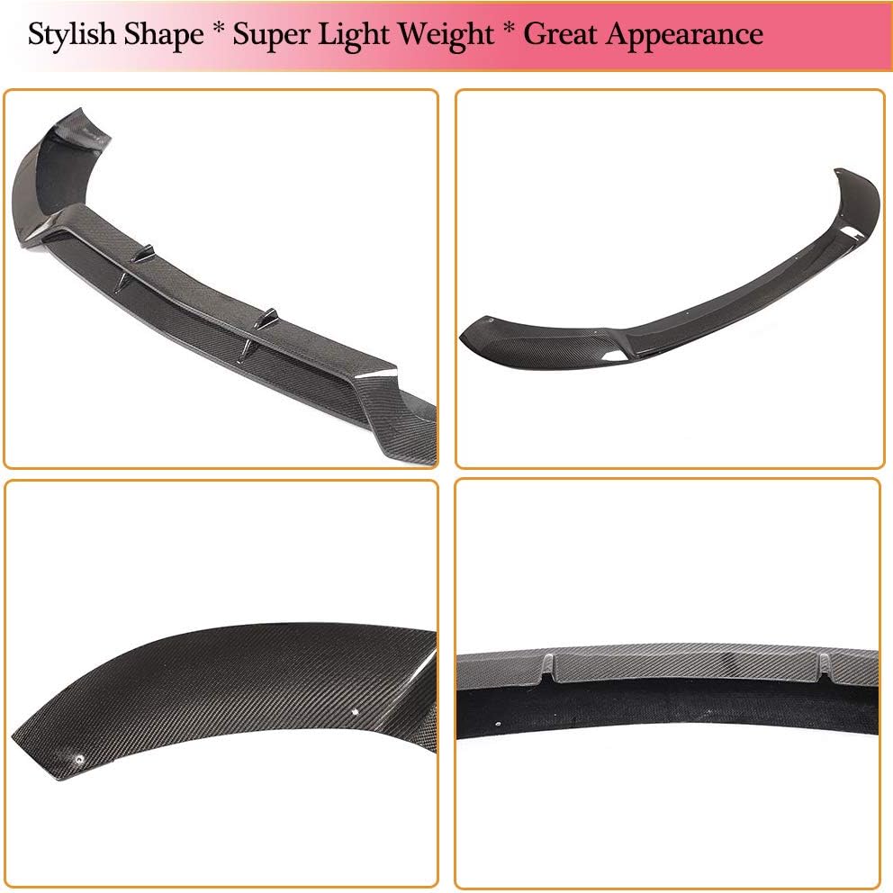 MCARCAR KIT Carbon Fiber Front Bumper Lip fits for Mercedes Benz C Class W205/C205/A205 C300 C350 C400 Sport C43 AMG Sedan 4-Door 2-Door 2015-2019 Auto CF Chin Spoiler Splitter Protector
