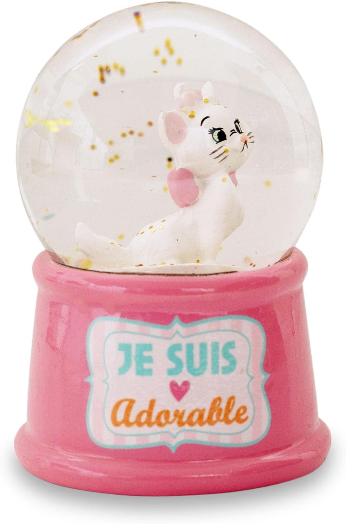 Silver Buffalo Disney Aristocats Marie Je Suis Adorable Light Up Snow Globe, Pink, 55mm