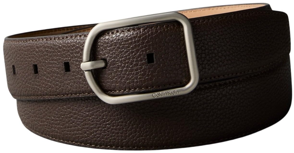 Calvin Klein Herren Gürtel Round Buckle 3,5 cm Ledergürtel