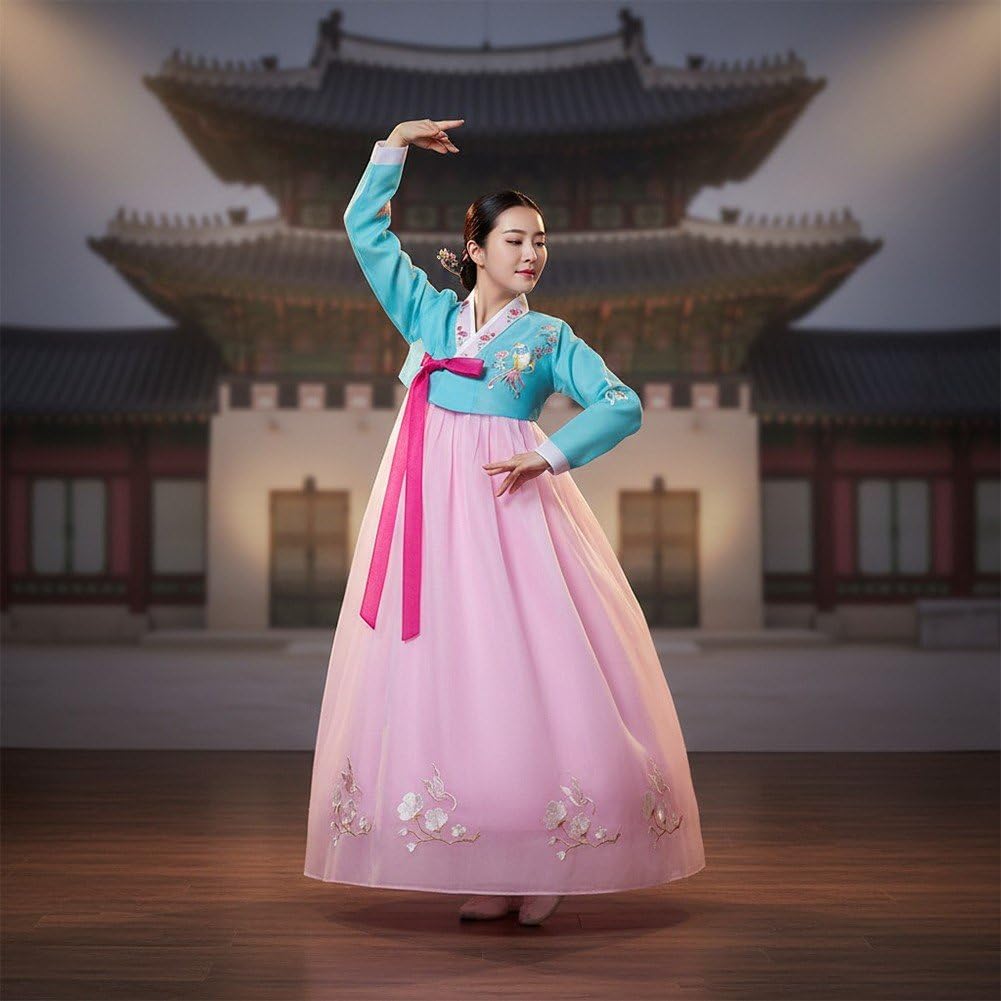 Robe Hanbok Traditionnelle Coréenne pour Femme, Broderie Florale, Costume De Princesse De Cour Coréenne pour Cosplay