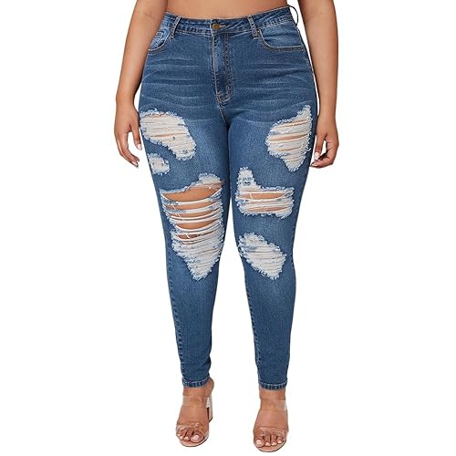 ALLABREVE Womens Plus Size Skinny Jeans Stretchy High Waisted Ankle