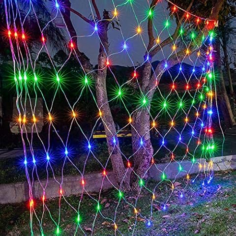 XMTECH Net Lights Fairy Light Christmas Lights Outdoor & Indoor, 250 LEDs 3m x 2m Net Lights Mesh Lights 8 Modes Remote, for Balcony Garden Curtain Yard Christmas Holiday Decorations, Multicolour Cover
