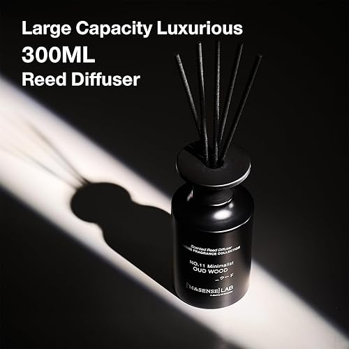 Miniatura 4 de M&SENSE Difusor minimalista grande de varillas de 10.1 fl oz, perfumada de madera Oud con aceites esenciales naturales, larga duración con 7